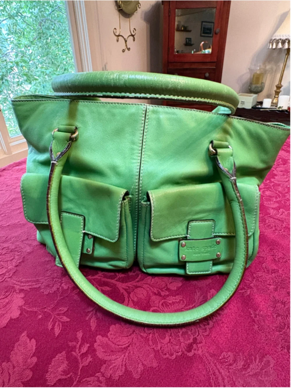 Kate Spade Green Leather Tote Bag